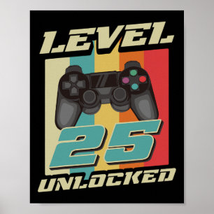 Vintage 25th Birthday Gift 25 Year Old Boy Girl Ga Poster