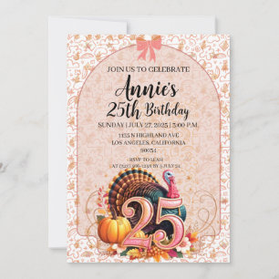 Vintage 25th Thanksgiving Holiday Birthday Invitation