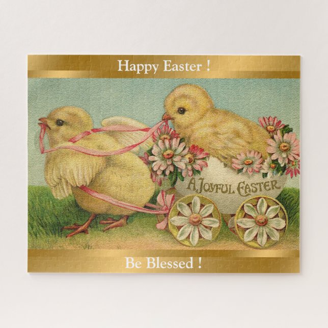 Vintage 2 Chickens Easter Holiday Jigsaw Puzzle (Horizontal)