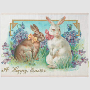Vintage 2 Rabbits Easter Eggs Holiday Tissue Paper