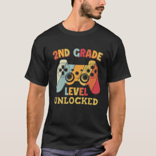 Vintage 2Nd Grade Level Unlocked Gamer Graduation T-Shirt