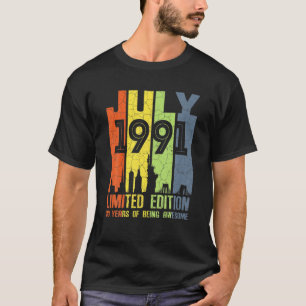 Vintage 30 Years Old July 1991 30Th Birthday Decor T-Shirt