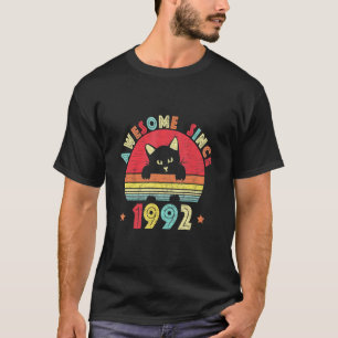 Vintage 30th Birthday Awesome Since 1992 Retro Cat T-Shirt