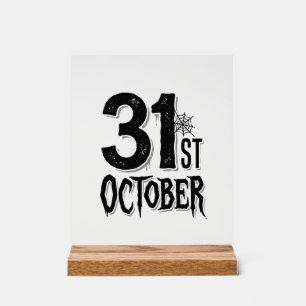 Vintage 31st October Halloween Typography Design_1 Acrylic Sign