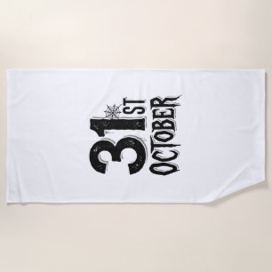 Vintage 31st October Halloween Typography Design_1 Beach Towel
