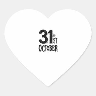 Vintage 31st October Halloween Typography Design_1 Heart Sticker