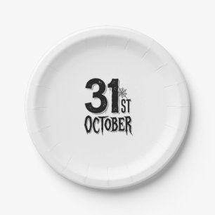 Vintage 31st October Halloween Typography Design_1 Paper Plate