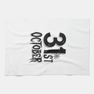 Vintage 31st October Halloween Typography Design_1 Tea Towel