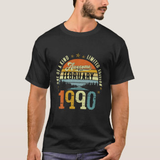 Vintage 32Th Birthday Awesome Since February 1990 T-Shirt