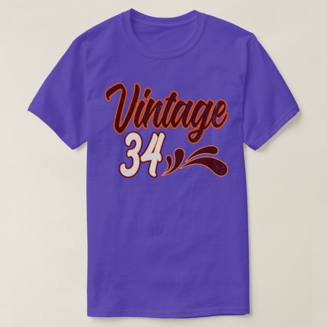 Vintage 34 Years Old Birthday T-Shirt (Design Front)