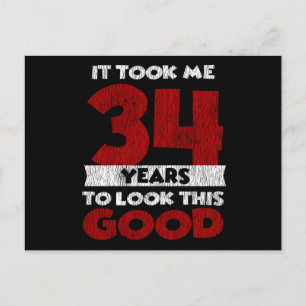 Vintage 34 Years Old Funny 34th Birthday Gift Postcard