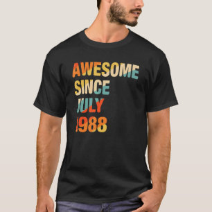 Vintage 34th Birthday Awesome Since July 1988 34 Y T-Shirt