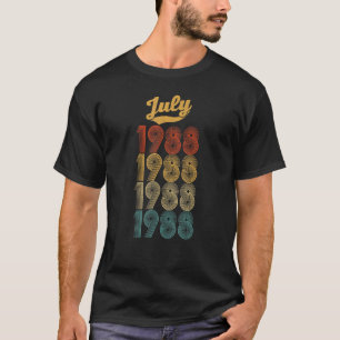 Vintage 34th Birthday July 1988 34 Years Old T-Shirt