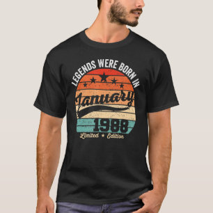 Vintage 35th Birthday Legends Were Born In January T-Shirt