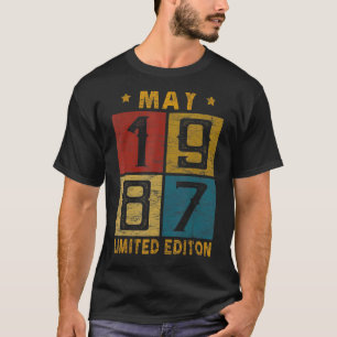 Vintage 35th Birthday May 1987 Born In 1987 35 Yrs T-Shirt