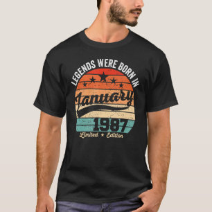 Vintage 36th Birthday Legends Were Born In January T-Shirt