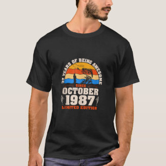 Vintage 37th Birthday 37 Year Old Fishing Lover Oc T-Shirt