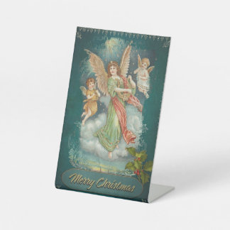Vintage 3 Angels Christmas Pedestal Sign
