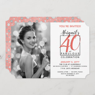 Vintage 40 and Fabulous Any Number Birthday Invitation
