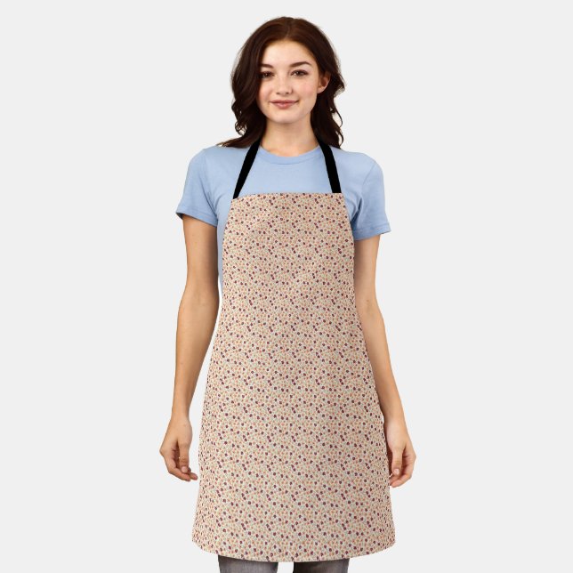 Vintage 40s Soft Peach & Taupe Utility Bloom Apron (Worn)