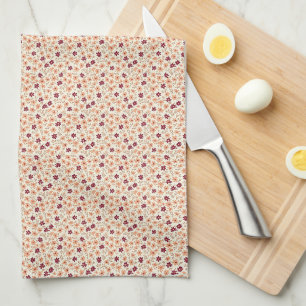 Vintage 40s Soft Peach & Taupe Utility Bloom Tea Towel
