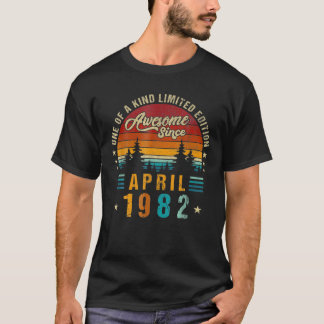 Vintage 40Th Birthday Awesome Since April 1982 Epi T-Shirt