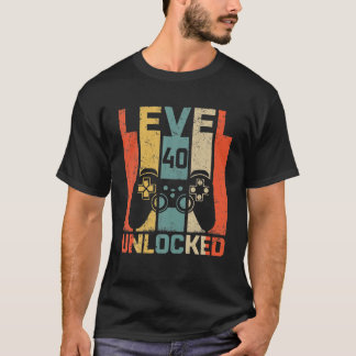 Vintage 40th Birthday Game Level 40 Unlocked 40 T-Shirt