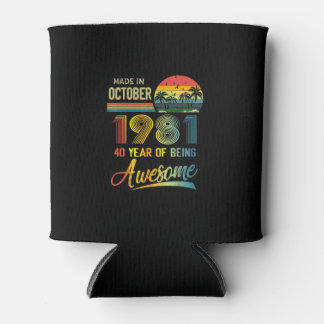 Vintage 40th Birthday Gift October 1981 Can Cooler