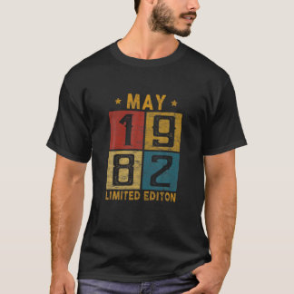 Vintage 40Th Birthday May 1982 Born In 1982 40 Yrs T-Shirt