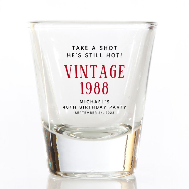Vintage 40th Birthday Party Favour Shot Glass (Creator Uploaded)