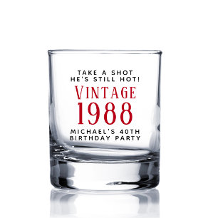 Vintage 40th Birthday Party Whiskey Glass