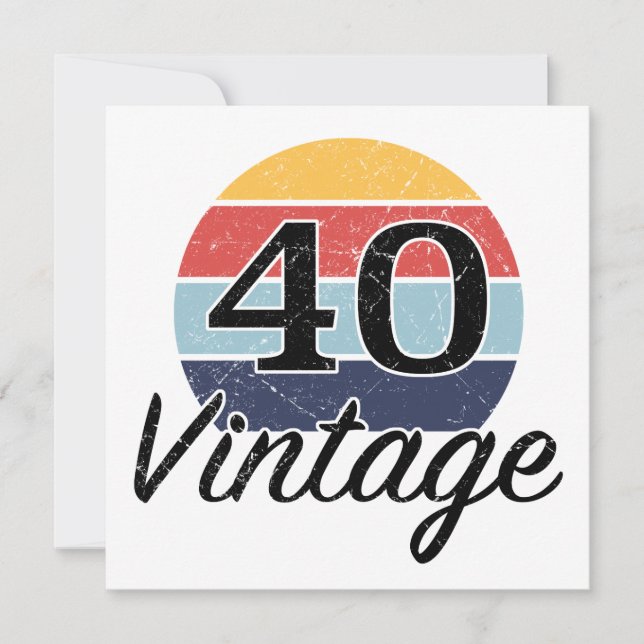 Vintage 40th Birthday Sunset Card (Front)