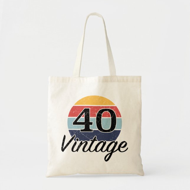 Vintage 40th Birthday Sunset Tote Bag (Front)