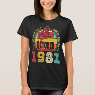 Vintage 41st Birthday Awesome Since October 1981 T-Shirt