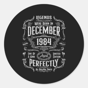 Vintage 41st Birthday Legends Were Born In Decembe Classic Round Sticker