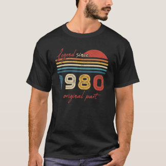 Vintage 42 Birthday Gifts Legend Since 1980 Origin T-Shirt