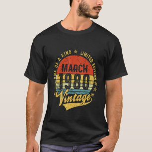 Vintage 42 Years Old March 1980 Decorations 42th B T-Shirt