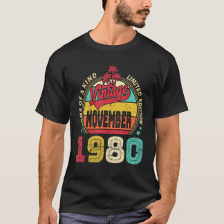 Vintage 42nd Birthday Awesome Since November 1980 T-Shirt