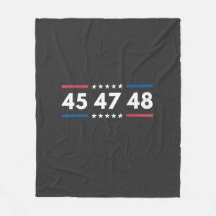 Vintage 45 47 48 Trump 2024 USA Flag President Fleece Blanket