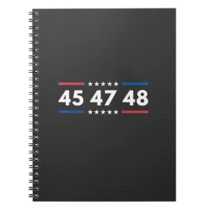 Vintage 45 47 48 Trump 2024 USA Flag President Notebook