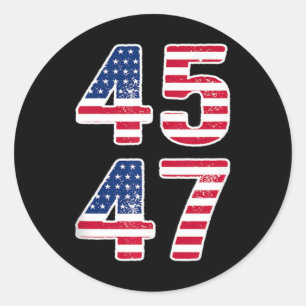 Vintage 45 47 Squared Trump 2024 Election Gift Men Classic Round Sticker