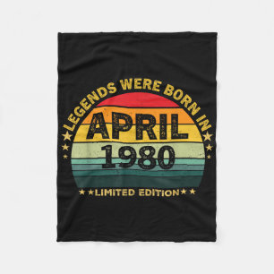 Vintage 45th Birthday Legends Were Born In April 1 Fleece Blanket