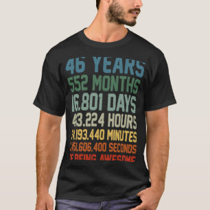 Vintage 46th Birthday 46 Years Old Wedding Anniver T-Shirt