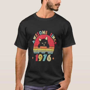 Vintage 46th Birthday Awesome Since 1976 Retro Cat T-Shirt