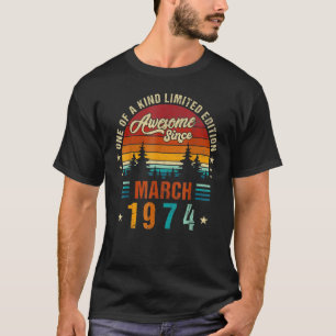 Vintage 48th Birthday Awesome Since March 1974 T-Shirt