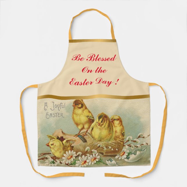 Vintage 4 Chickens Easter Holiday Apron (Front)