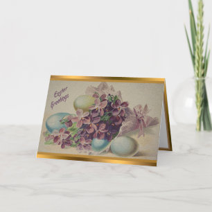 Vintage 4 Eggs Easter Holiday Folded Cards