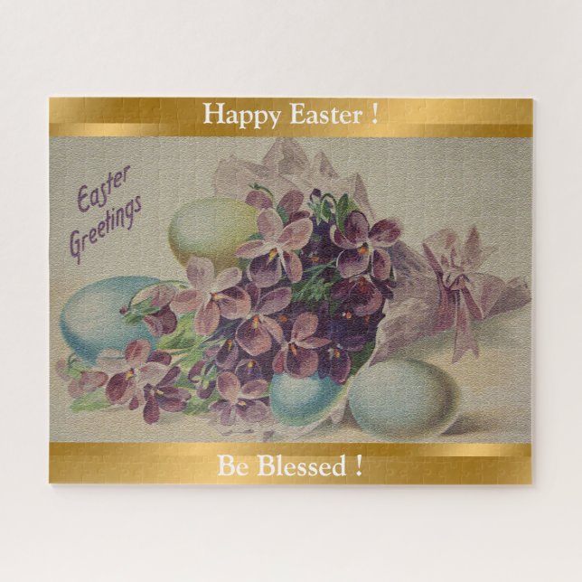 Vintage 4 Eggs Easter Holiday Jigsaw Puzzle (Horizontal)