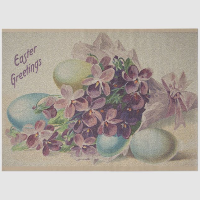 Vintage 4 Eggs Easter Holiday Tissue Paper (Front)