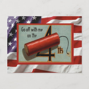 Vintage 4th July, Celebration, firecracker Invitation Postcard